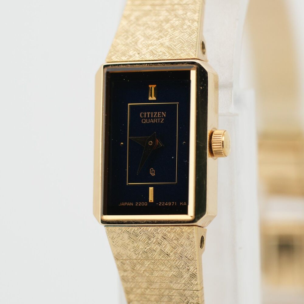 Citizen 2200-222857 Vintage Tank Watch Gold Tone 13mm JWCII sticker New Battery - Picture 2 of 13